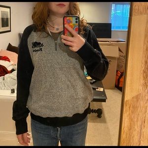 Vintage salt and Pepper quarter zip sweater. Brand is Roots.